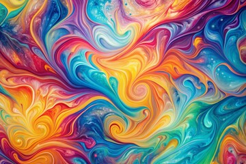 Obraz premium Cheerful colorful marbled abstract background melting and flowing, joyful,abstract, design, long shot, colorful, marbled, swirl, dynamic, texture, pattern, art, smooth, artistic, digital