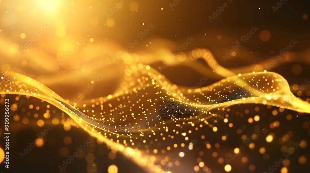 Poster golden fluctuating graph representing market volatility and financial data analytics