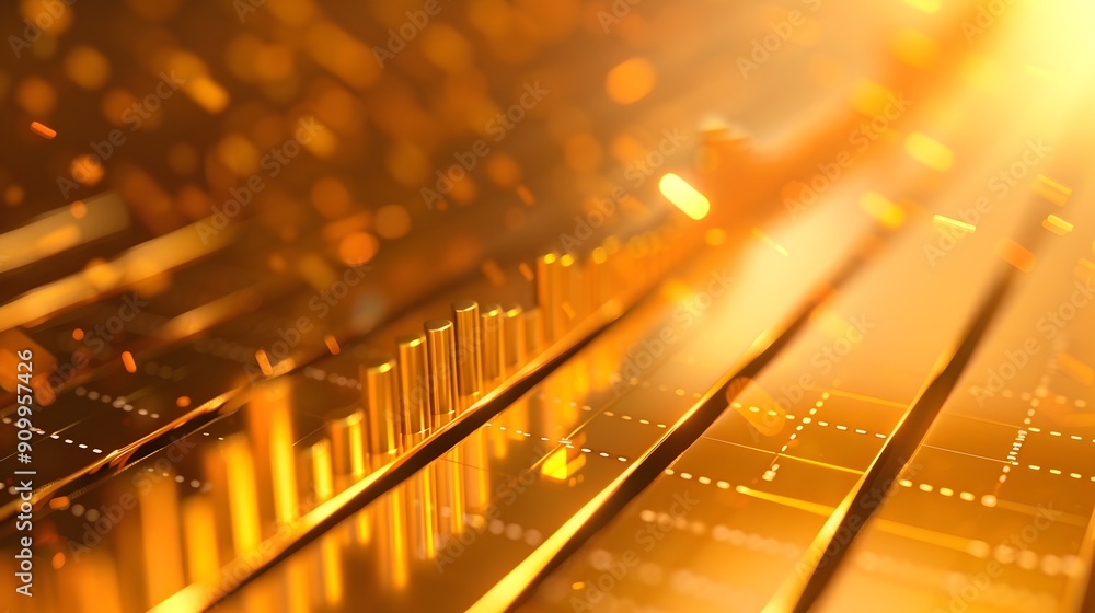 Poster gleaming financial graph with gradient backdrop symbolizing prosperous economy