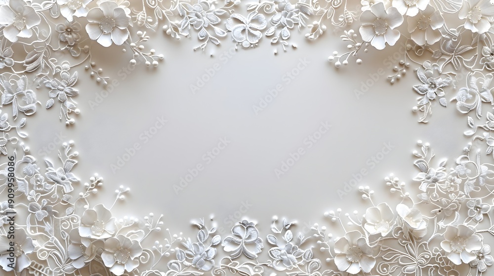 Poster elegant lace frame with delicate floral patterns ideal for bridal invitations and design concepts