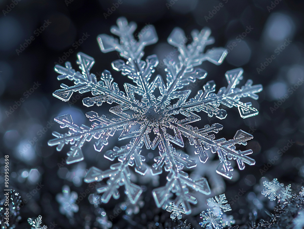 Poster intricate snowflake captured up close creating a stunning winter wonder in nature
