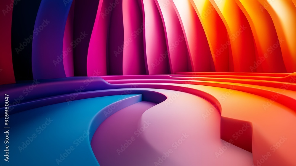 Aufkleber vibrant dark podium with colorful gradient background - modern abstract design for presentations and