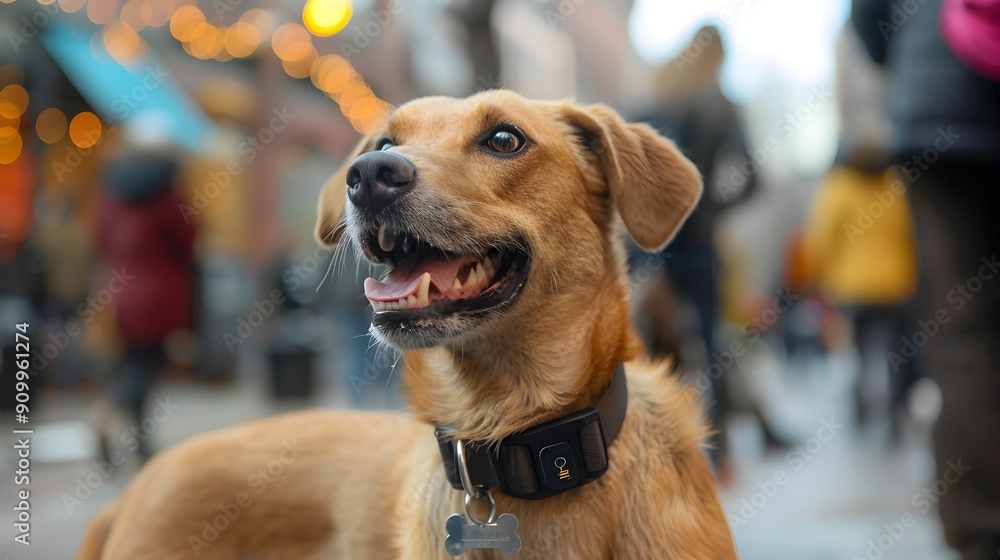 Poster pets equipped with smart trackers navigate busy urban environments safely