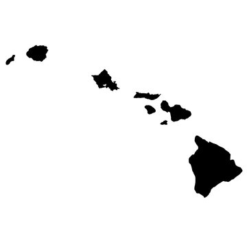 Fototapeta hawaiian islands map silhouette on transparent background