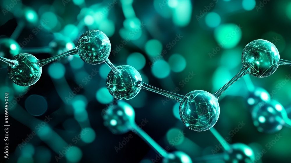 Aufkleber abstract molecular structure and wireframe (3d render)