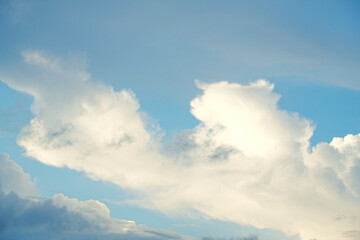 Blue sky white clouds and Beautiful puffy fluffy cumulus cloud, cloudscape background.