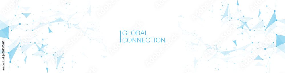 Aufkleber Digits abstract background with connected lines and dots. Digital neural networks. Network and connection background for your presentation. Graphic polygonal background. Vector illustration.