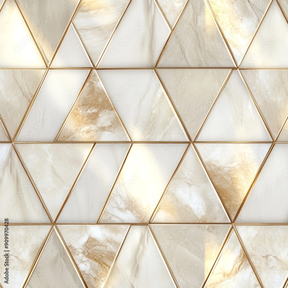 Poster elegant abstract background with geometric triangles in marble and gold tones for modern design and 