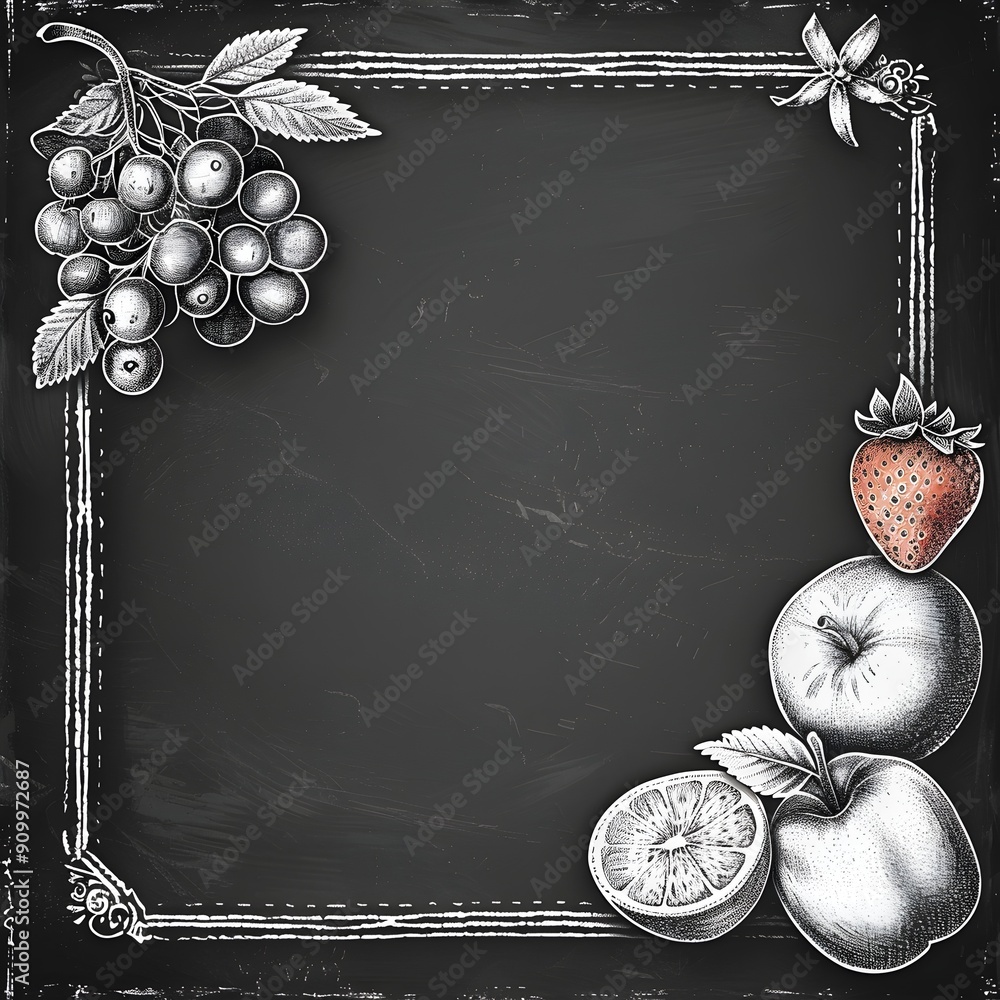 Poster rustic chalkboard frame with hand drawn for casual design backgrounds with copy space