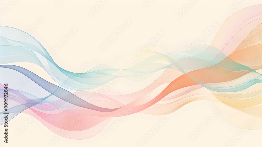 Poster minimalist pastel frame background with flowing lines and curves for modern designs