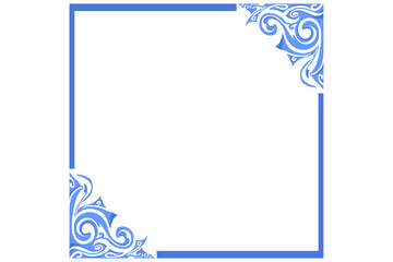 Border Frame Ornament Design with Blue Swirl Theme for Decoration