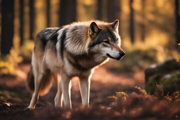 Fototapeta premium wolf howling wilderness dog animal howl nature moon full wild sound scarey creepy skittish midnight overnight forest predator horizontal background copy space tree spruce wyoming colorado utah