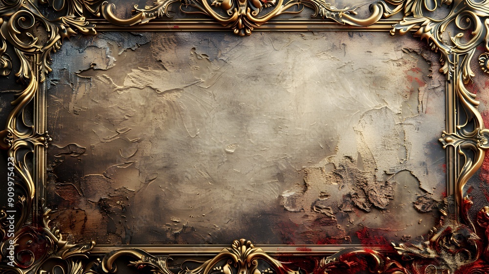 Poster ornate vintage frame with distressed edges and nostalgic patterns for retro projects or elegant back