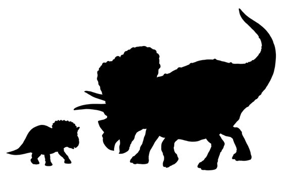 black triceratops silhouette, dinosaur, white background clip art preview