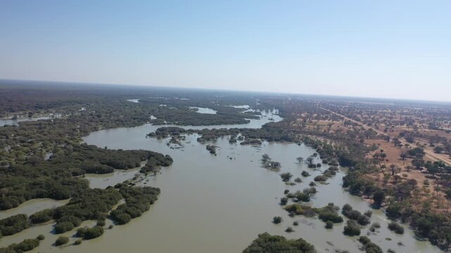 aerial view of the river Cunene Africa