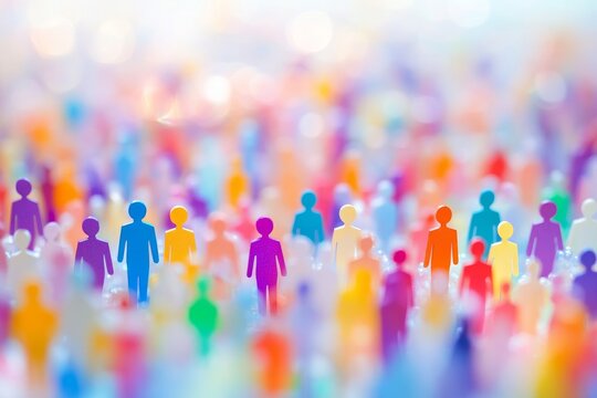 Colorful figurines representing diverse community, colorful, abstract, diversity, inclusivity, social connection concept