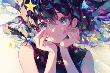 星が煌めく東京ガール（アイドル・インフルエンサー・モデル・アート・ユーチューバー・アイコン・ポートレート）