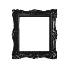 Ornate Black Wooden Frame with Transparent Background , Vintage and Elegant Design Element PNG