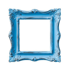 Ornate Blue Wooden Frame with Transparent Background , Vintage and Decorative Design Element PNG