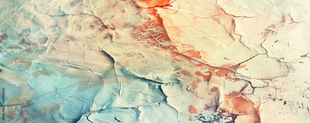 Poster a serene abstract painting featuring soft colors and intricate patterns, perfect for adding a calmin