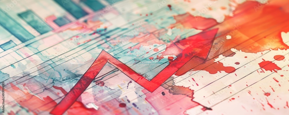 Poster dynamic graph illustration with vibrant colors showcasing growth trends and data analysis in a moder