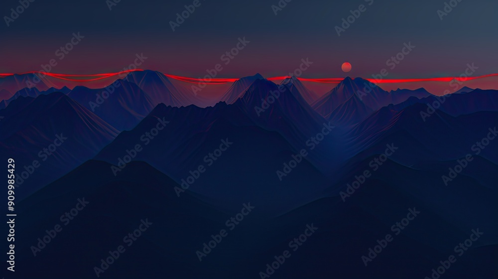 Canvas Prints an alien planet with large mountain peaks