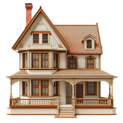 Obraz premium A detailed illustration of a charming Victorian-style house with intricate design elements and a welcoming porch.