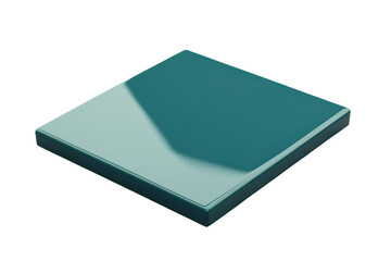 A glossy turquoise square tile with a reflective surface, perfect for modern interior design and architectural projects.