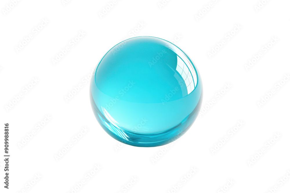 Poster a translucent blue sphere with a reflective surface, isolated on a transparent background. perfect f