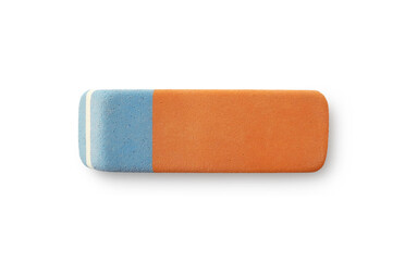 Rubber pencil and ink eraser close-up isolated on white background top view    