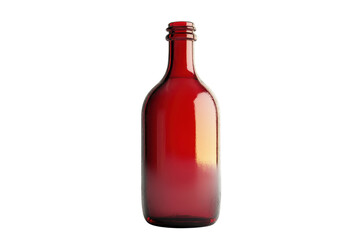 Elegant red glass bottle with a vintage design, perfect for decorations, collections, or storing liquids. Isolated on a clean background.