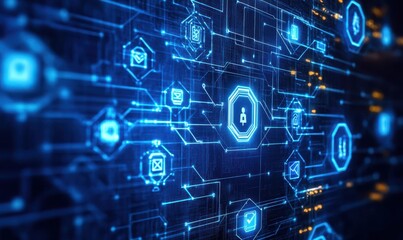 Obraz premium Digital background perfect for tech processes, data transfer and security