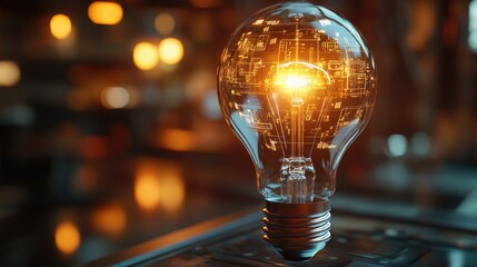 Illuminating Industrial Innovation - Lightbulb with Machinery Symbols