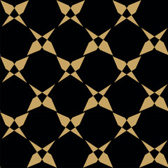 Naklejka premium Abstract geometric pattern with stripes, lines. Seamless vector background. Black and gold floral ornament. Modern reticulated graphic design.