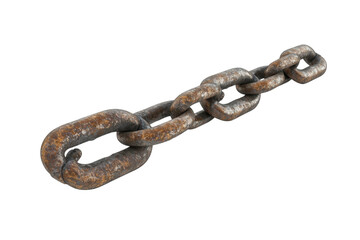 Fototapeta premium Rusty metal chain links isolated on a transparent background. illustrating strength, connection, and industrial themes.