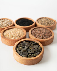 seeds in a wooden bowl