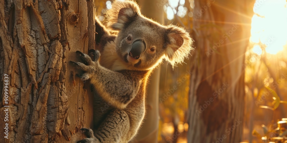 Poster joey koala scaling a tree