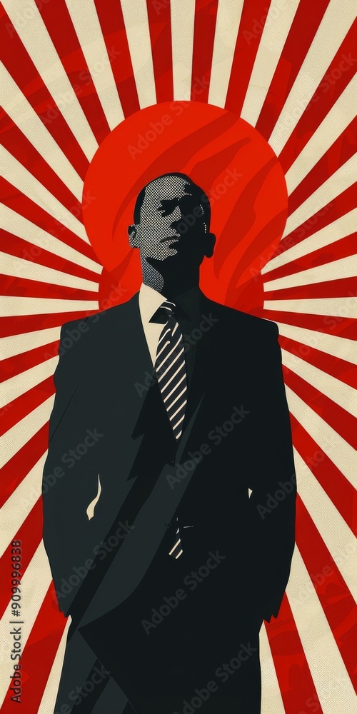 Poster businessman in a dynamic pattern.