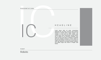 Business Alphabet presentation template monogram black and white grayscale letters minimalistic layout
