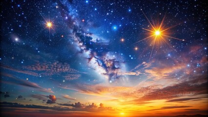 Background of starry sky in early morning light, perfect for space themed designs or background images, starry sky