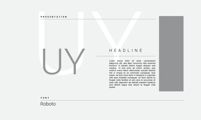 Business Alphabet presentation template monogram black and white grayscale letters minimalistic layout