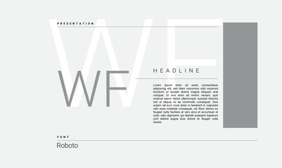 Business Alphabet presentation template monogram black and white grayscale letters minimalistic layout