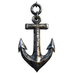 Vintage Metal Anchor Pendant with Detailed Texture and Rustic Finish on Black Background