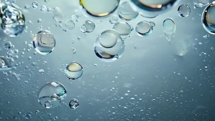 bubbles in water, close-up, visual effect. Concept: drinks, feeling of lightness and purity