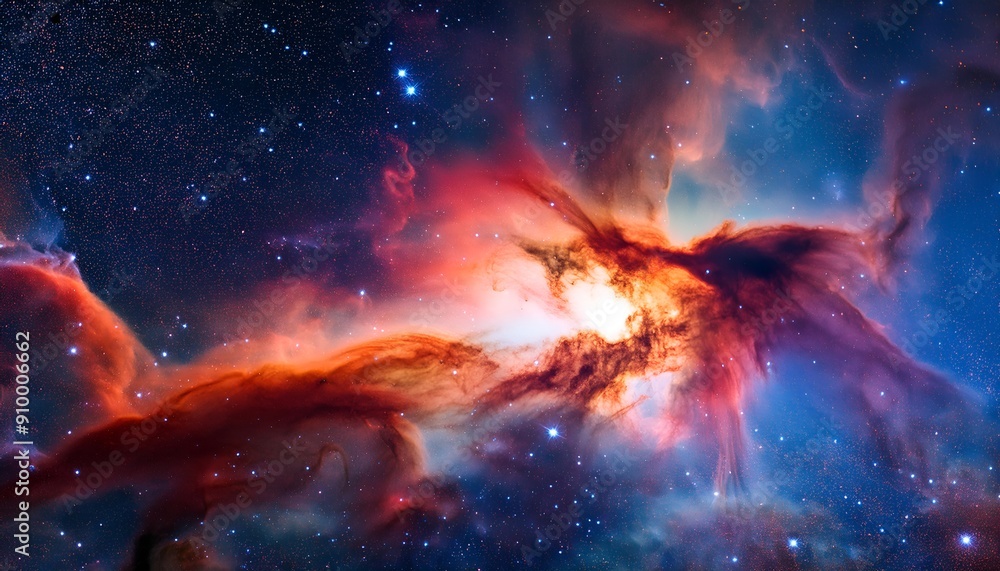 Poster nebula deep space with clouds and gas with dust.
