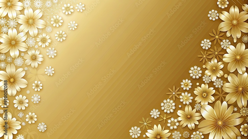 Sticker White flowers on gold background wallpaper for background and texture , white, flowers, gold, background, wallpaper, texture