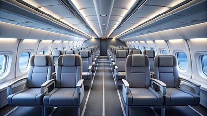 Interior of a modern passenger airplane , travel, transportation, aircraft, window seat, overhead bin