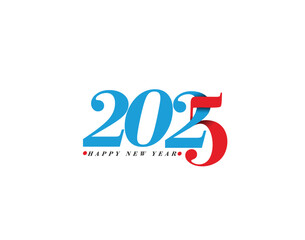 Happy New Year 2025 Text Typography Design Element flyer, banner design.