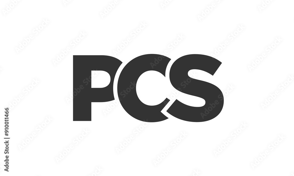 Poster pcs logo design template with strong and modern bold text. initial based vector logotype featuring s