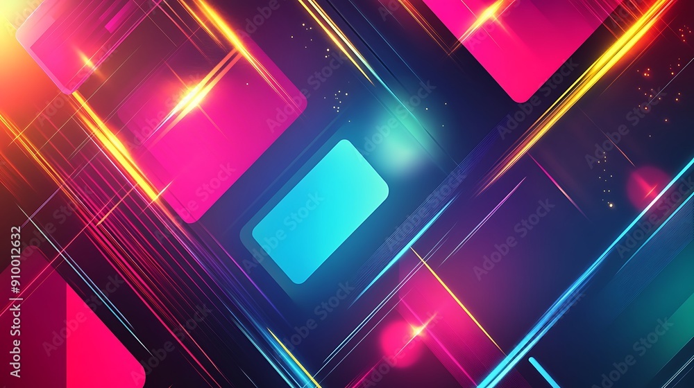 Poster abstract digital background with intersecting lines and glowing shapes